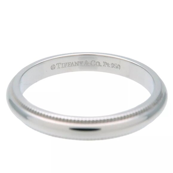 Authentic Tiffany&Co. Milgrain Band Ring PT950 Platinum US7-7.5 EU54.5 Used F/S - Picture 10 of 11